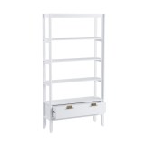 Стеллаж Бридж сквозной широкий с 1 ящиком белый лак-1 Стеллаж Бридж сквозной широкий с 1 ящиком белый лак-1